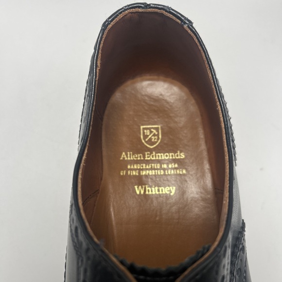 Allen Edmonds WHITNEY Oxford Shoes Mens Size 10.5 D Wing Tip Dress Black USA - Picture 11 of 16